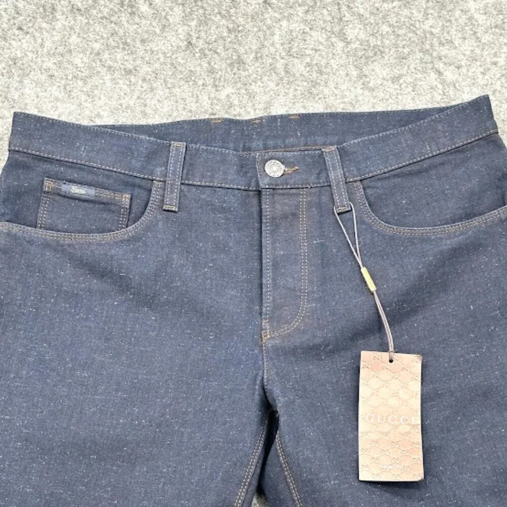 Gucci Dark Blue Denim Jeans‎ IT 48 US 33 Made in Italy Logo Pocket